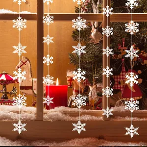 Christmas white snowflake string hanging decoration for window shop home holiday party
