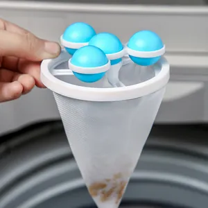 Floating lint mesh bag for washing machine hair remover and laundry cleaning tool