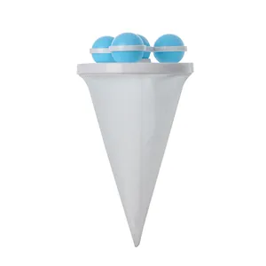 Floating laundry lint mesh bag and hair catcher for washing machine, white and blue