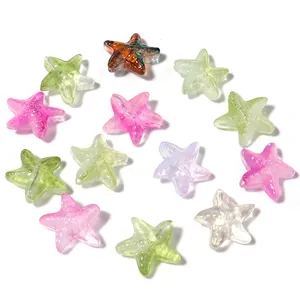 Colorful transparent glass starfish beads for DIY bracelet jewelry making, 50pcs pack