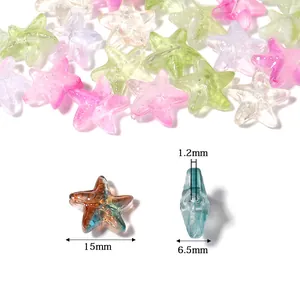 Colorful transparent glass star beads, direct hole design for DIY bracelets and pendant jewelry making.