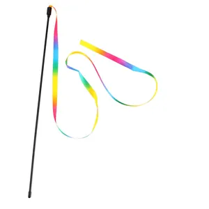 Interactieve kattenhengel met regenbooglint en lange steel voor urenlang speelplezier
