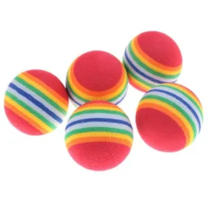 Set di cinque palline in schiuma EVA da 35 mm con strisce arcobaleno per gatti, gioco