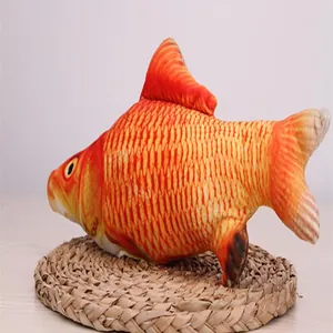Detailed closeup view of 3D simulation plush fish cat toy featuring realistic scales.