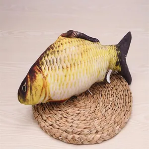 Realistic fish catnip plush toy for kitten interactive play and daily teeth cleaning fun.