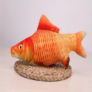 Realistic goldfish plush cat toy, interactive chew and kick toy for pets, soft and fun.