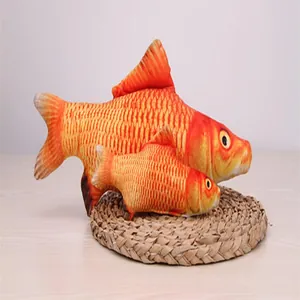Close-up detail of the funny catnip fish plush toy featuring realistic fish scales pattern.