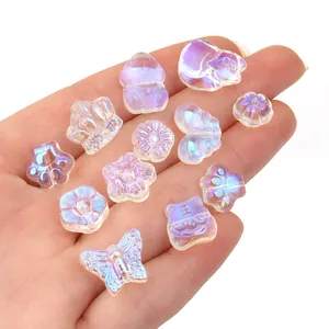 Aurora schimmernde Glasperlen Detail, süße Tier und Blumen lose Anhänger für DIY Schmuck.