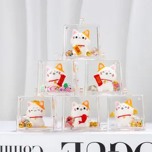Porte-clés mignon en acrylique avec chat porte-bonheur, pendentif de sac à sable flottant.