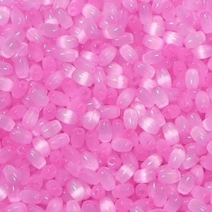 Perles de verre rose chatoyant pour la fabrication de bijoux DIY et loisirs créatifs.
