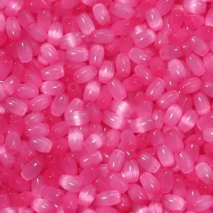 Perles de verre œil de chat rose pour fabrication de bijoux DIY, accessoires brillants.