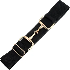 Unisex Versatile Elastic Waist Belt Polyester Waist Cinch with Metal Buckle Fashion Clothing Accessories