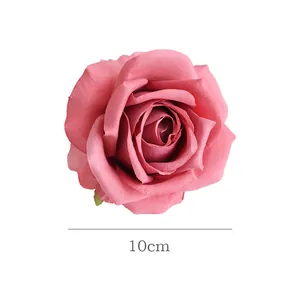 Artificial rose flower head 10cm pink DIY wedding craft home decor faux floral arrangement