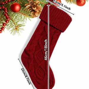 Festive large red cable-knit Christmas stocking with 46cm/18inch length measurement