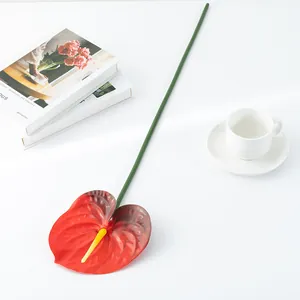 Fiore di anturio artificiale stelo floreale rosso finto per matrimonio festa decorazione foto