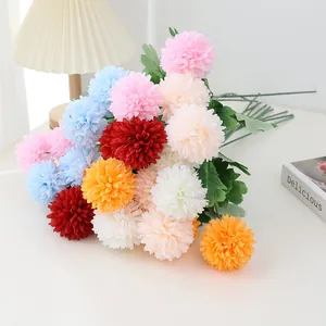 Artificial Silk Chrysanthemum Ball Flower Fake Daisy Floral Arrangement For Home Wedding Decor