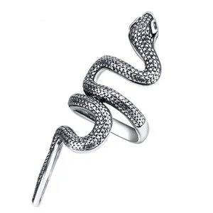 Vintage punk snake ring for men women adjustable open wrap ring retro gothic animal jewelry