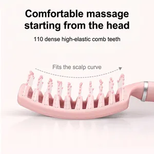 Professional pink curved vent hairbrush for scalp massage and fluffy hair styling