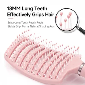 Professional pink vented hair brush with 18mm long ball-tipped bristles for hair styling