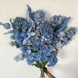Fiori Artificiali Blu Foschia Composizione Floreale Matrimonio Finto Fiore Decorazione Casa Forniture