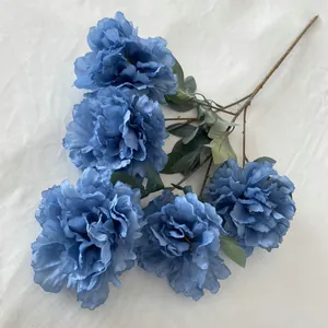 Ramo di fiori artificiali blu polveroso per decorazioni nuziali, composizioni floreali e casa.