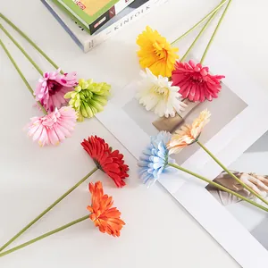 Fiori artificiali colorati di gerbera a stelo corto singolo per la decorazione della casa