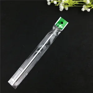 Stainless steel straw cleaning brush with nylon bristles in protective packaging for cups