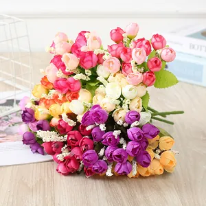 Bouquet di fiori di rose in miniatura artificiali rose finte multicolori per arredamento