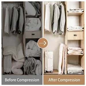 Bolsas de almacenamiento al vacío para ropa y edredones, comparación de ahorro