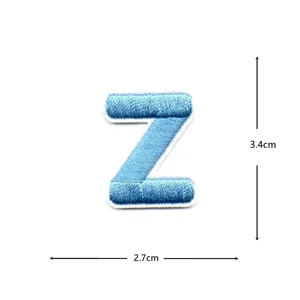 Blue embroidery letter Z patch iron on clothing accessories uniform badge sticker 3.4cm