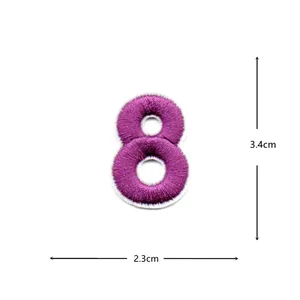 Purple embroidered number 8 patch DIY garment clothing decorative patch size: 3.4x2.3cm