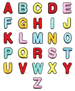 26 English letter embroidery patches colorful alphabet iron on badges for DIY clothes.