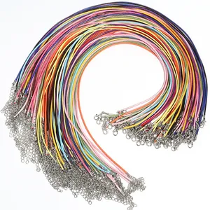 Colorful waxed cord necklace strings with lobster clasps, bulk DIY jewelry making supplies.