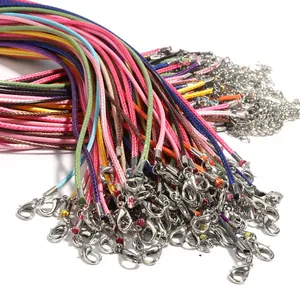 Colorful waxed cord necklace ropes with lobster clasps for DIY handmade jewelry crafting.