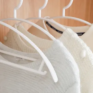 White wide shoulder clothes hangers with anti-slip design, durable plastic coat hangers.