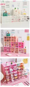 Multifunctional nine-grid drawer storage box for desktop stationery and makeup organizer