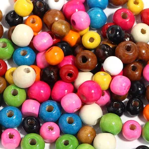 Perline sfuse in legno d'acero colorate per bracciali fai da te, perline rotonde color caramella.