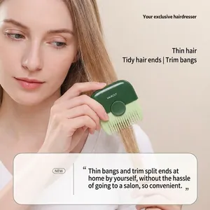 Portable 2-in-1 green hair thinning comb for home fringe and split end trimming