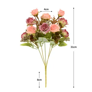 Artificial rose bouquet silk flowers home wedding party photography decor props