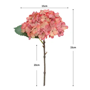 Hortensia artificial vintage rama sencilla flor falsa para boda decoracion mesa.