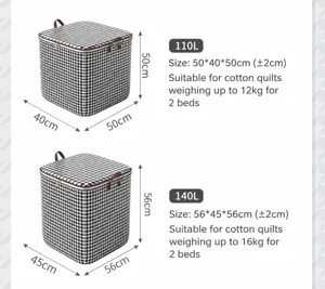Tabella taglie borsa portaoggetti pied de poule con capacità da 110L e 140L