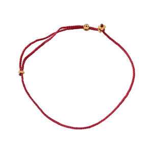 Handmade red woven rope bracelet with 925 silver coin and flower charms for women