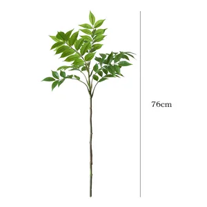Artificial Nandina green plant branch, 76cm faux foliage for home decor, realistic tree.