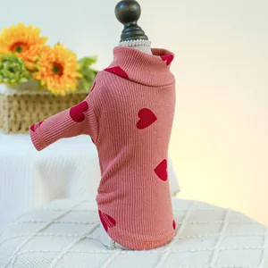 Roze hondenpull voor kleine puppy's, schattige hartjesprint huisdier coltrui, zacht.