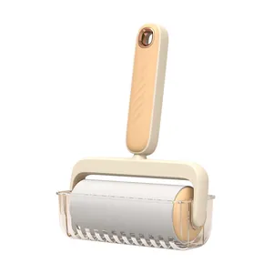 Modern color-blocked lint roller for clothes and sofas, portable pet hair remover tool