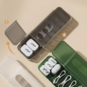 Boîte de rangement de câbles de bureau avec double couvercle pour chargeurs et fils