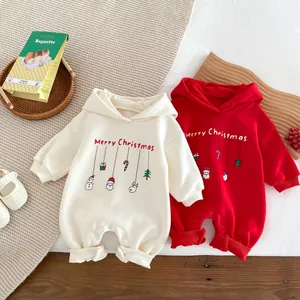 Combinaison bébé polaire Noël capuche ensemble mignon hiver nourrisson avec imprimé festif
