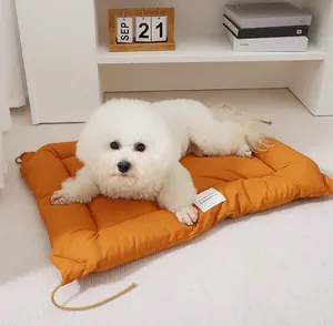 Thickened Warm Pet Mat Soft Dog Bed Orange Fleece Cage Cushion for Small Dogs and Cats