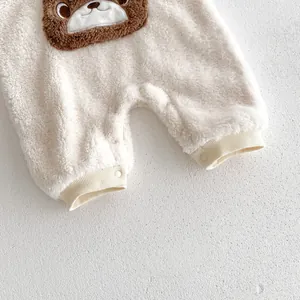 Infant baby thick fleece romper cute bear winter warm jumpsuit toddler crawlers clothes