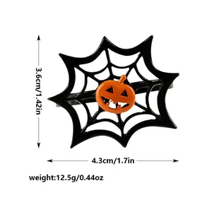 Halloween Napkin Ring Black Spider Web Orange Pumpkin Metal Table Decor Party Accessory